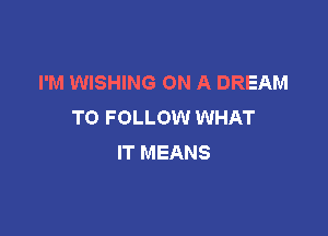 I'M WISHING ON A DREAM
TO FOLLOW WHAT

IT MEANS