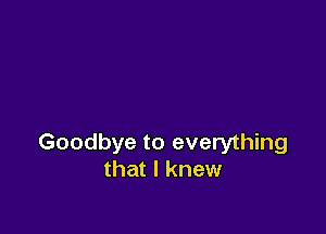 Goodbye to everything
that I knew