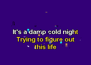 It's agdarpp coid night

Trying toflgurg out ,
this life 5
