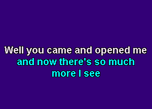 Well you came and opened me

and now there's so much
more I see