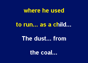where he used

to run... as a child...

The dust... from

the coal...