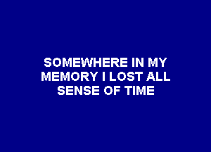 SOMEWHERE IN MY

MEMORY I LOST ALL
SENSE OF TIME