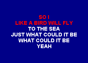 TO THE SEA

JUST WHAT COULD IT BE
WHAT COULD IT BE
YEAH