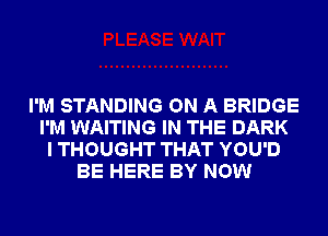 I'M STANDING ON A BRIDGE
I'M WAITING IN THE DARK
I THOUGHT THAT YOU'D
BE HERE BY NOW