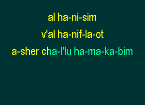 al ha-ni-sim
v'al ha-nif-la-ot

a-sher cha-I'Iu ha-ma-ka-bim