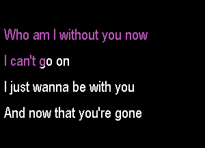 Who am I without you now
I can't go on

ljust wanna be with you

And now that you're gone