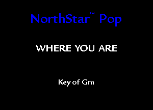 NorthStarm Pop

WHERE YOU ARE

Key of Gm