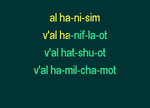 al ha-ni-sim
v'al ha-nif-la-ot
v'al hat-shu-ot

v'al ha-miI-cha-mot