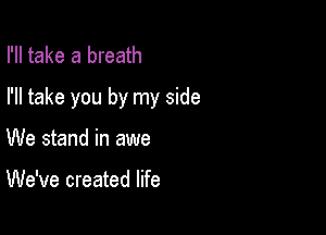 I'll take a breath

I'll take you by my side

We stand in awe

We've created life