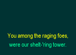 You among the raging foes,

were our shelt-'ring tower.