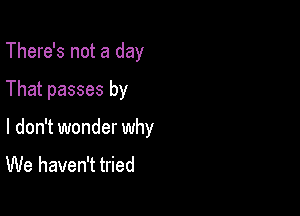 There's not a day

That passes by

I don't wonder why

We haven't tried