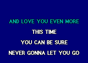 THIS TIME
YOU CAN BE SURE
NEVER GONNA LET YOU GO