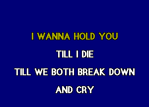 I WANNA HOLD YOU

TILL I DIE
TILL WE BOTH BREAK DOWN
AND CRY