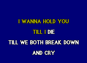 I WANNA HOLD YOU

TILL I DIE
TILL WE BOTH BREAK DOWN
AND CRY