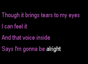 Though it brings tears to my eyes
I can feel it

And that voice inside

Says I'm gonna be alright