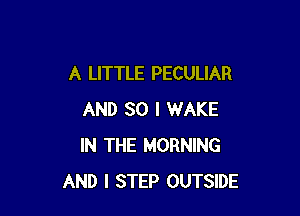 A LITTLE PECULIAR

AND SO I WAKE
IN THE MORNING
AND I STEP OUTSIDE