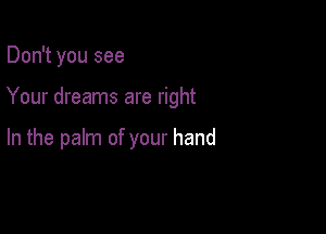 Don't you see

Your dreams are right

In the palm of your hand