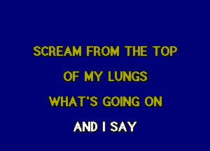 SCREAM FROM THE TOP

OF MY LUNGS
WHAT'S GOING ON
AND I SAY