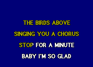 THE BIRDS ABOVE

SINGING YOU A CHORUS
STOP FOR A MINUTE
BABY I'M SO GLAD
