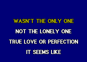 WASN'T THE ONLY ONE
NOT THE LONELY ONE
TRUE LOVE 0R PERFECTION
IT SEEMS LIKE