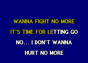 WANNA FIGHT NO MORE

IT'S TIME FOR LETTING GO
NO... I DON'T WANNA
HURT NO MORE