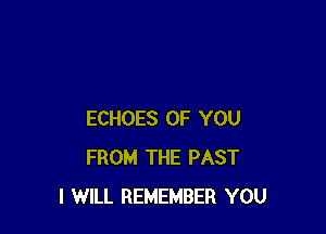 ECHOES OF YOU
FROM THE PAST
I WILL REMEMBER YOU
