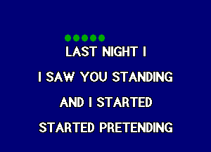 LAST NIGHT I

I SAW YOU STANDING
AND I STARTED
STARTED PRETENDING