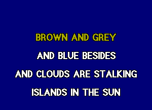 BROWN AND GREY

AND BLUE BESIDES
AND CLOUDS ARE STALKING
ISLANDS IN THE SUN