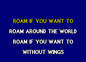 ROAM IF YOU WANT TO

ROAM AROUND THE WORLD
ROAM IF YOU WANT TO
WITHOUT WINGS