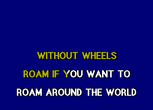 WITHOUT WHEELS
ROAM IF YOU WANT TO
ROAM AROUND THE WORLD