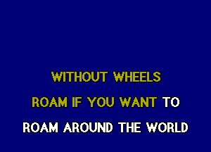 WITHOUT WHEELS
ROAM IF YOU WANT TO
ROAM AROUND THE WORLD