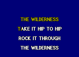 THE WILDERNESS

TAKE IT HIP T0 HIP
ROCK IT THROUGH
THE WILDERNESS