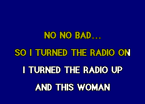 N0 N0 BAD...

SO I TURNED THE RADIO ON
I TURNED THE RADIO UP
AND THIS WOMAN