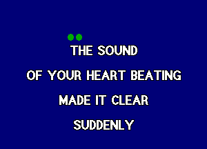 THE SOUND

OF YOUR HEART BEATING
MADE IT CLEAR
SUDDENLY