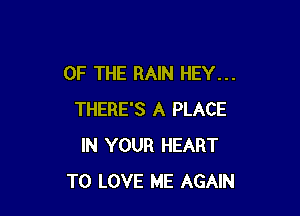 OF THE RAIN HEY...

THERE'S A PLACE
IN YOUR HEART
TO LOVE ME AGAIN