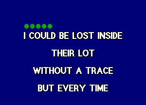 I COULD BE LOST INSIDE

THEIR LOT
WITHOUT A TRACE
BUT EVERY TIME