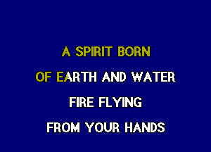 A SPIRIT BORN

0F EARTH AND WATER
FIRE FLYING
FROM YOUR HANDS