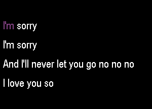 I'm sorry

I'm sorry

And I'll never let you go no no no

I love you so