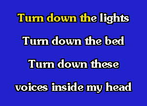 Turn down the lights
Turn down the bed
Turn down these

voices inside my head