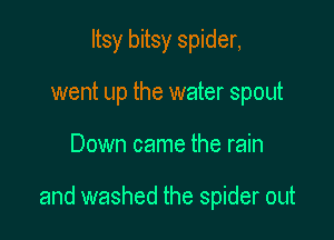 Itsy bitsy spider,
went up the water spout

Down came the rain

and washed the spider out