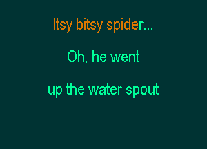 ltsy bitsy spider...
Oh, he went

up the water spout