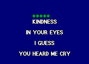 KINDNESS

IN YOUR EYES
I GUESS
YOU HEARD ME CRY