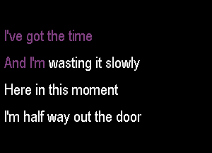 I've got the time
And I'm wasting it slowly

Here in this moment

I'm half way out the door