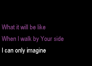 What it will be like

When I walk by Your side

I can only imagine