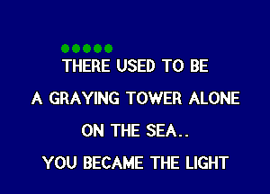 THERE USED TO BE

A GRAYING TOWER ALONE
ON THE SEA..
YOU BECAME THE LIGHT