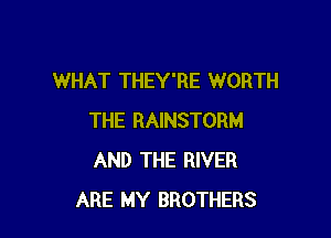 WHAT THEY'RE WORTH

THE RAINSTORM
AND THE RIVER
ARE MY BROTHERS