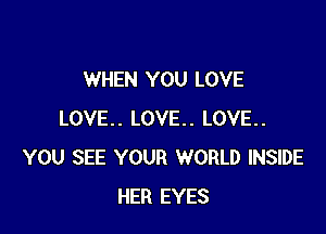 WHEN YOU LOVE

LOVE.. LOVE. LOVE..
YOU SEE YOUR WORLD INSIDE
HER EYES