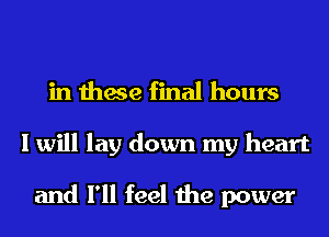 in these final hours
I will lay down my heart

and I'll feel the power