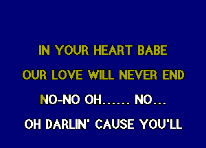 IN YOUR HEART BABE

OUR LOVE WILL NEVER END
NO-NO 0H ...... N0...
0H DARLIN' CAUSE YOU'LL