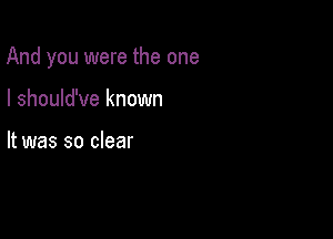 And you were the one

I should've known

It was so clear